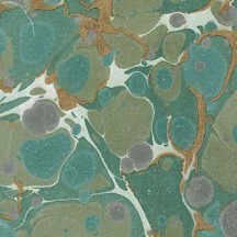 Hand Marbled Paper Stone Marble Pattern in Greens, White and Gold ~ Berretti Marbled Arts